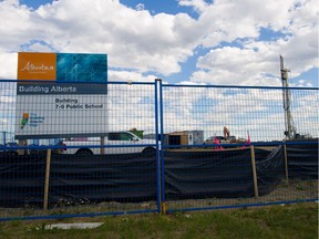 Construction on Michael Phair Junior High School in the Lewis Estates neighborhood in August 2015. The chairman of the Edmonton Public School board says the city needs 30 new public schools built in the next 15 years to accommodate young families in the suburbs.