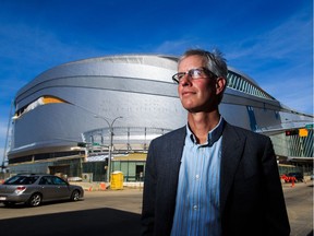 Alberta Venture editor Michael Ganley poses near the downtown arena project in Edmonton on June 6, 2016. The magazine's annual Best Communities For Business list ranks Edmonton as the No. 1 community for 2016.