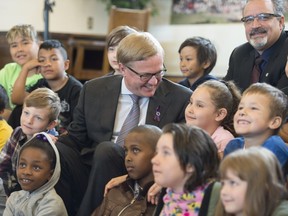 Education Minister David Eggen  announced plans review the province's K-12 curriculum over the next six year. He joined a Grade 3 class from John A. McDougall School, along with Mark Ramsankar, president of the Alberta Teachers' Association.
