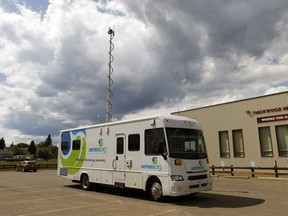 File - An air quality monitoring vehicle in Fort McMurray.
