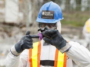 A Team Rubicon member in Fort McMurray.