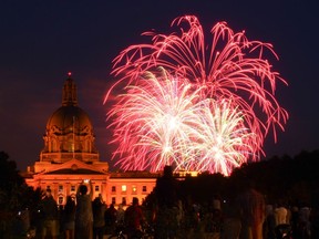 Canada Day fireworks photos taken on the Alberta Legislature grounds in 2015.