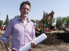 Sam Prochazka in the Riverdale neighbourhood, where he is having Old Strathcona's historic Davies mansion rebuilt to be his home.
