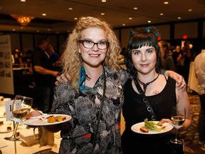 Jodie Bakker, left, and Trae Duh at the Indulgence event at the Delta Edmonton South.