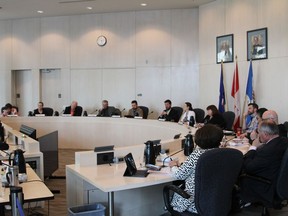 The council for the Regional Municipality of Wood Buffalo borrowed Edmonton's council chambers on May 11, 2016, for their first face-to-face meeting since wildfires forced 88,000 residents from the region.