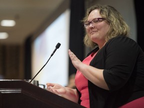 Health Minister Sarah Hoffman spoke at an Edmonton Chamber of Commerce business luncheon at the Sutton Hotel  on June 22, 2016.
