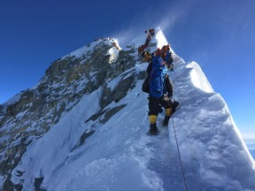 The summit ridge of Everest on May 19, 2016.