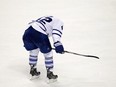 Toronto Maple Leafs center Tyler Bozak skates to the bench after the Maple Leafs lost to the Nashville Predators 4-3 in an NHL hockey game Tuesday, Feb. 3, 2015, in Nashville, Tenn. (AP Photo/Mark Humphrey)