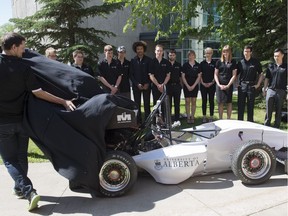 Students from The faculty of Mechanical Engineering at the University of Alberta unveiled their Formula SAE race car before taking it to Nebraska for a competition.