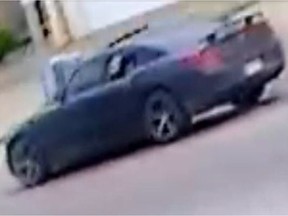 Police are looking for the occupants of a black Dodge Charger seen in the area of Ozerna Road on May 27. The driver and any occupants drove through the area just before a fatal shooting that killed a 63-year-old man, and may be witnesses.