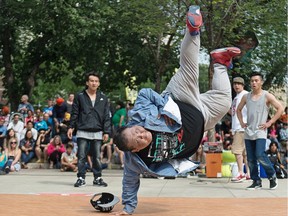 Rhythm Speaks, performing at the Edmonton International Street Performers Festival.