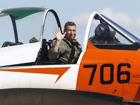 Bruce Evans, pictured here at the Edmonton air show in 2015, died on Sunday after his plane crashed at the Cold Lake air show.