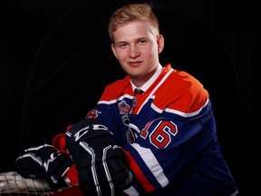 BUFFALO, NY - JUNE 25:  Markus Niemelainen poses for a portrait after being selected 63rd overall by the Edmonton Oilers during the 2016 NHL Draft on June 25, 2016 in Buffalo, New York.