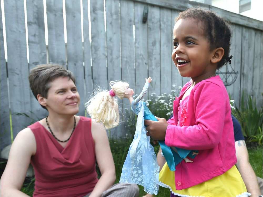 Three-year-old Nora was born in Ethiopia, then adopted by Edmonton couple Brett Kerley and Shannon Qualie.