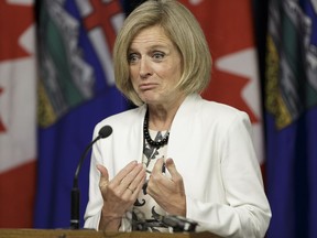 Rachel Notley speaks during a press conference ahead of her trip to the Council of the Federation meeting in Whitehorse, in Edmonton, on Tuesday, July 19, 2016.