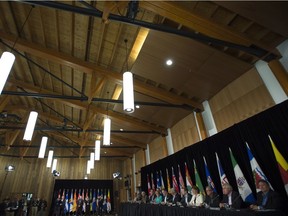 Canada's premiers are seen during the closing news conference in Whitehorse, Yukon, on  July, 22, 2016.