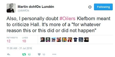 Klefbom Lashes Out on Departed Taylor Hall - Beer League Heroes