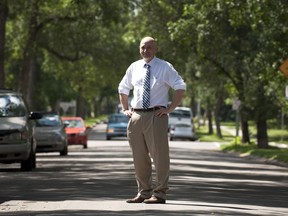 Coun. Mike Nickel stands in a Ritchie neighbourhood in 2016.