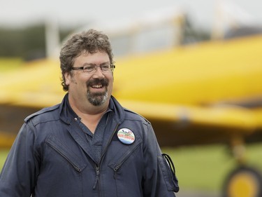 Harvard pilot David Watson is seen as he gives a ride to Edmonton Journal reporter Juris Graney from Villeneuve Airport ahead of the Edmonton Air Show in Sturgeon County, on Thursday, July 21, 2016.