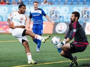 Carolina RailHawks goalkeeper Brian Sylvestre made a number of outstanding saves against FC Edmonton on July 31, 2016. File photo.