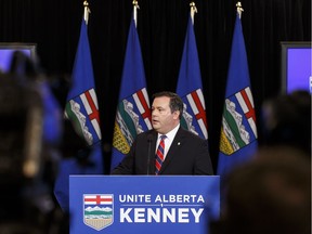 Jason Kenney speaks Thursday at a media conference at the Matrix Hotel in Edmonton about his bid to unite the right in Alberta.