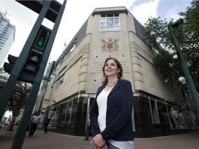 Edmonton Public Library's CEO Pilar Martinez outside Enterprise Square. The EPL's main branch will move into temporary space on the corner of Jasper Avenue and 102 Street recently vacated by City TV while the Stanley A. Milner Library is renovated.