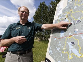 Norman Stolle of Parks Canada explains upcoming improvements in Elk Island National Park, on Wednesday, July 13, 2016.