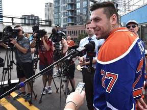 Newly acquired forward, Oiler Milan Lucic talks to the media in Edmonton, Friday, July 1, 2016. Ed Kaiser/Postmedia (For Edmonton Journal story)