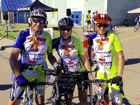 From left, Martin Rapp, June Wiersma and Dawn Mix have participated in the annual Tour de l'Alberta, taking place in Beaumont on Sunday.