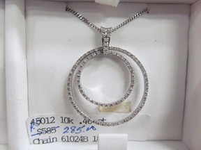 One of the items of jewelry turned in to the police by staff at a St. Albert charity.