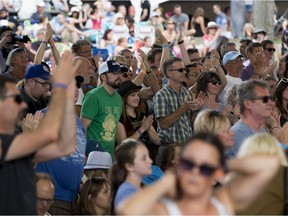 People applaud Kathlen Edwards at the end of her set on the third day of Interstellar Rodeo at Hawrelak Park on Sunday, July 24, 2016.