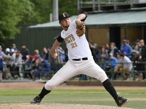 Prospects pitcher Noah Gapp in action earlier this season. (Dale MacMillan, Edmonton Prospects)