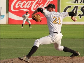 Edmonton prospects pitcher Noah Gapp sends an offering from the mound earlier this season. The Prospects will face the Okotoks Dawgs in the first round of the WMBL playoffs, starting Sunday.