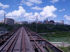 The Edmonton Bicycle Commuters Society has an interesting proposal to add trails along the top deck of the High Level Bridge and ease congestion on the walking and cycling paths below.