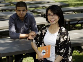 Winnie Canuel (right) is a local teacher who has written a book called Homes about her refugee student Abu Bakr al Rabeeah.