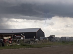 A critical alert was issued by Alberta Emergency Alerts that said the tornado was spotted at 11:40 a.m. about four kilometres east of Vermilion on Aug. 4, 2016.