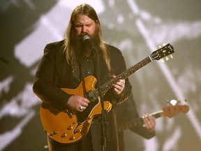 Chris Stapleton performs a tribute to B.B. King at the 58th annual Grammy Awards on Monday, Feb. 15, 2016, in Los Angeles.