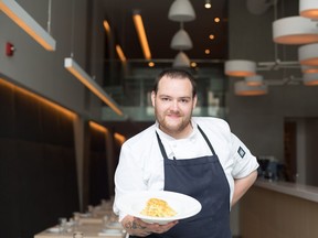 Chef Christopher Hyde with Spaghetti Bottarga Di Muggine at Uccellino.