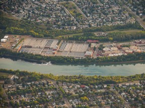 EDMONTON, ALTA: SEPTEMBER 2, 2015 -- An aerial view of the Gold Bar Wastewater treatment plant in Edmonton on September 2, 2015.