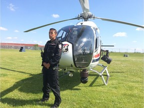 Edmonton Police Service Air 1 pilot Const. Brian Griffith came within 32 feet of an unmanned aerial vehicle while on duty flying over downtown July 8, 2016.