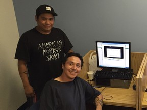 Owen Martineau (left) and Christopher Bernard at the Alberta Aboriginal Construction Career Centre at NorQuest College.