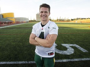Ed Ilnicki poses for a photo following an Alberta Golden Bears football camp practice at Foote Field last week.