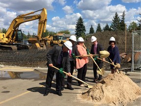 Health Minister Sarah Hoffman, centre, announced 99 new beds will be added in an expansion of Villa Marguerite, a supportive living facility in west Edmonton, on Aug. 24, 2016.