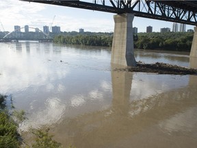 High water levels in the North Saskatchewan River after two days of rain west of Edmonton increased the flow in the river basin. The river is running at 1100 cubic metres per second  on August. 24, 2016.  Photo by Shaughn Butts / Postmedia  Standalone