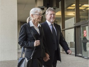 Richard Suter with his wife Gayska Suter, outside the Edmonton Law Courts building during his 2015 court proceedings. On Wednesday, the Alberta Court of Appeal increased his sentence from four months to 26 months.