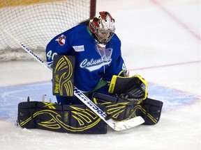 Goalie Shannon Szabados of the Columbus Cottonmouths in March 2014.