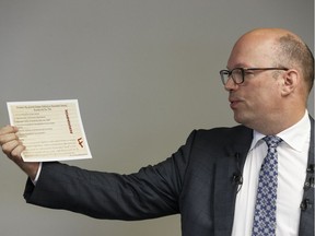 University of Alberta's Kristopher Wells, assistant professor, Department of Educational Policy Studies, speaks at a Public Interest Alberta media conference on Aug. 30, 2016.