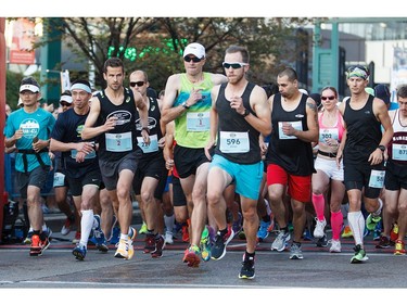 Runners begin the Edmonton Marathon on Sunday, Aug. 21, 2016.