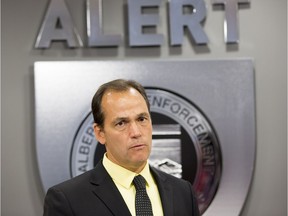 Staff Sgt. Stephen Camp speaks during a press conference after an  an Alberta father was arrested by ALERT's Internet Child Exploitation team for incest and sexual exploitation.