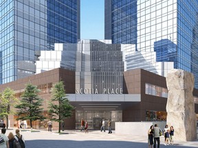 Drawing of entrance to Scotia Place from Rice Howard Way following completion of a $22-million exterior renovation announced Tuesday, Aug. 30, 2016.